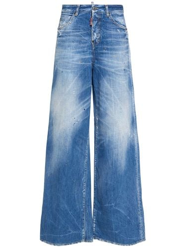 Jeans Anchos De Denim Con Cintura Baja - DSQUARED2 - Modalova