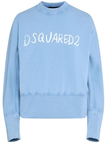 Logo Print Cotton Sweatshirt - DSQUARED2 - Modalova