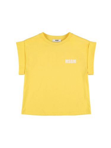 Camiseta De Jersey De Algodón Con Logo - MSGM - Modalova