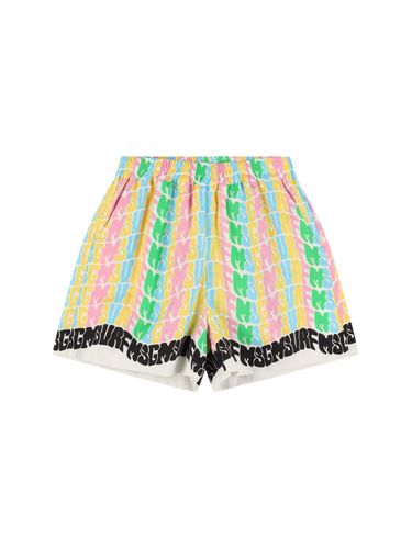 Shorts De Popelina De Algodón Estampados - MSGM - Modalova