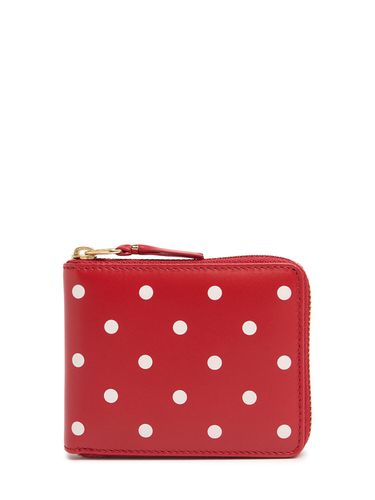 Dot Printed Leather Zip Around Wallet - COMME DES GARÇONS WALLET - Modalova