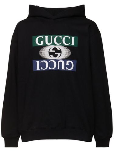 Logo Heavy Felted Cotton Hoodie - GUCCI - Modalova