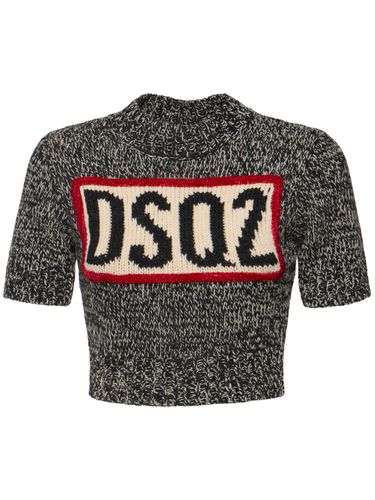 Crop Top A Maniche Corte In Maglia - DSQUARED2 - Modalova