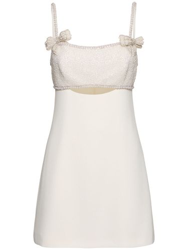 Crepe Pearl Bow Mini Dress - SELF-PORTRAIT - Modalova