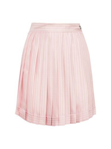 Pinstripe Silk Twill Mini Skirt - VERSACE - Modalova