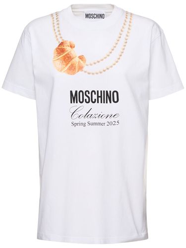 Camiseta De Jersey De Algodón Con Logo - MOSCHINO - Modalova