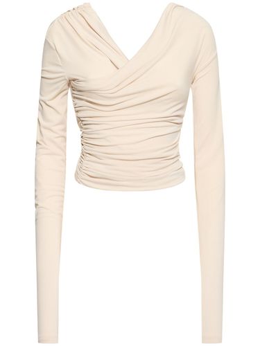 Trixie Draped Jersey Sablé Top - THE ANDAMANE - Modalova