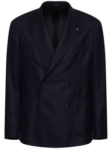 Hopsack Double Breast Wool Blazer - TAGLIATORE - Modalova