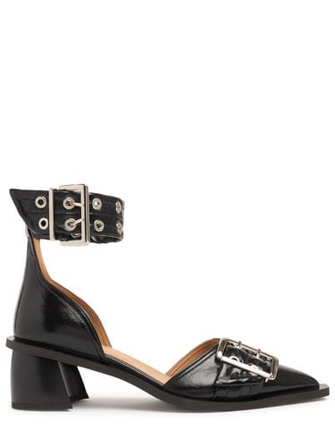 Chunky Buckle Open Cut Leather Pumps - GANNI - Modalova