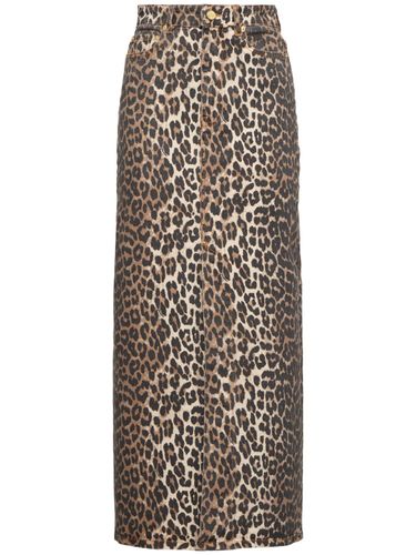 Gonna Maxi In Denim Stampa Leopard - GANNI - Modalova