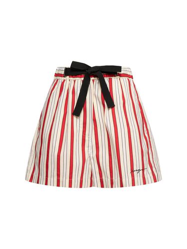 Shorts In Misto Cotone A Righe Con Fiocco - MSGM - Modalova