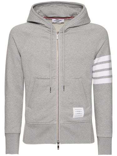 Zip-up Stripes Cotton Sweatshirt Hoodie - THOM BROWNE - Modalova