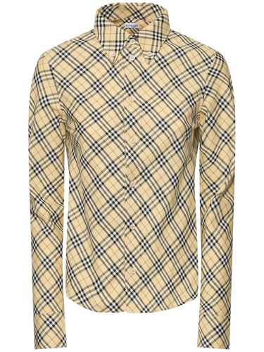 Camisa De Popelina De Algodón A Cuadros - BURBERRY - Modalova