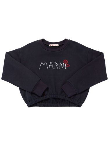 Sudadera Cropped De Algodón Con Bordado - MARNI JUNIOR - Modalova