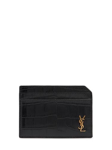 Tiny Cassandre Croc Embossed Card Case - SAINT LAURENT - Modalova