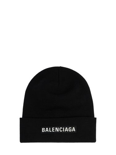 Cappello Beanie In Misto Lana Con Patch - BALENCIAGA - Modalova