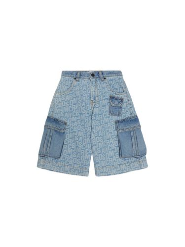 All Over Logo Cotton Denim Shorts - MARC JACOBS - Modalova