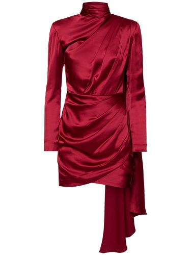 High Neck Satin Mini Dress W/side Cape - ZUHAIR MURAD - Modalova