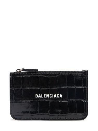 Croc Embossed Leather Zip Card Holder - BALENCIAGA - Modalova