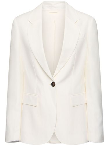 Blazer In Twill Di Misto Lino - BRUNELLO CUCINELLI - Modalova