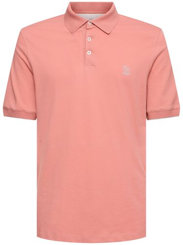 Cotton Piquet Logo Polo - BRUNELLO CUCINELLI - Modalova