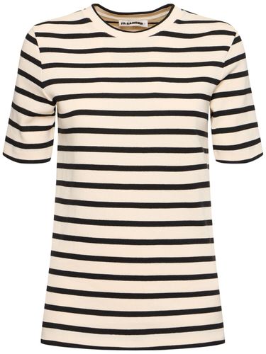 Logo Striped Cotton Jersey T-shirt - JIL SANDER - Modalova