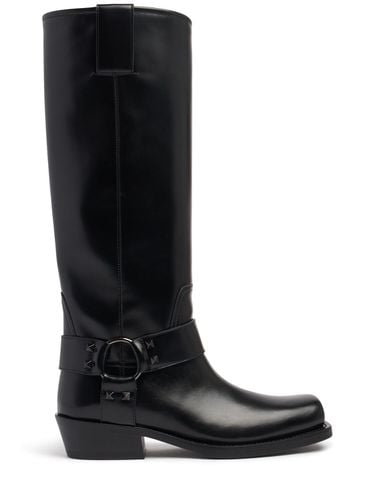 Botas Biker De Piel 40mm - VALENTINO GARAVANI - Modalova