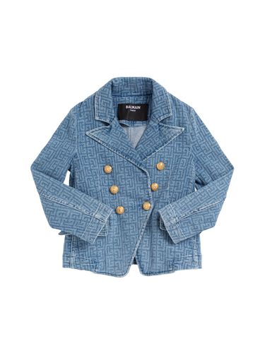 Blazer De Denim De Algodón - BALMAIN - Modalova