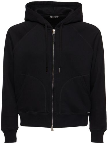 Hooded Cotton Blend Zip-up Sweatshirt - TOM FORD - Modalova