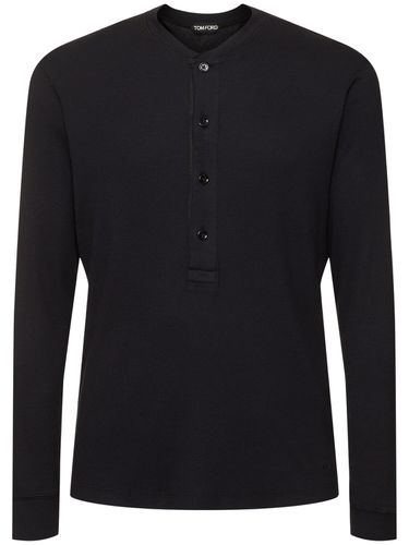 Cotton & Modal Ribbed Henley T-shirt - TOM FORD - Modalova