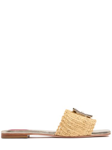 Mm Strass Buckle Raffia Flat Slides - ROGER VIVIER - Modalova