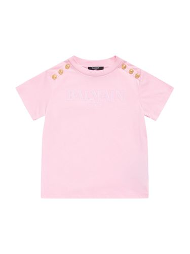 Camiseta De Jersey De Algodón Con Logo - BALMAIN - Modalova