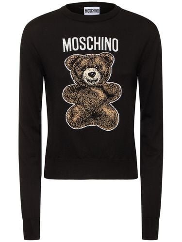 Suéter De Algodón Con Logo Bordado - MOSCHINO - Modalova