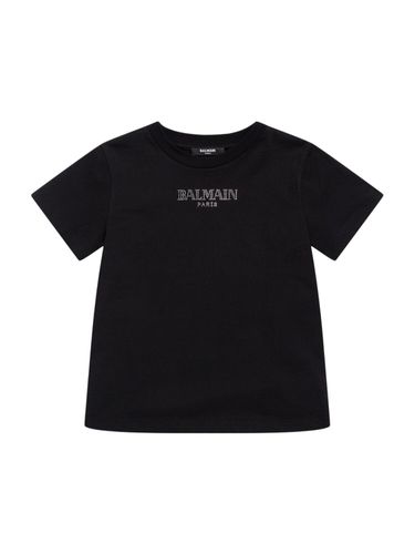 Camiseta De Jersey De Algodón Con Decoraciones - BALMAIN - Modalova