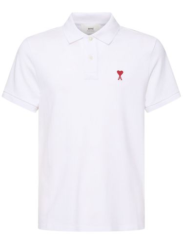 Polo De Algodón Piqué Con Logo - AMI PARIS - Modalova