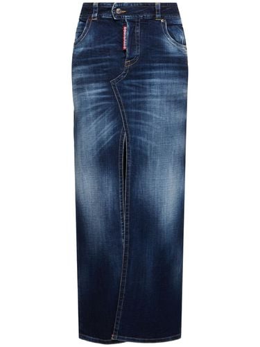 Gonna Vita Alta In Denim Scolorito - DSQUARED2 - Modalova