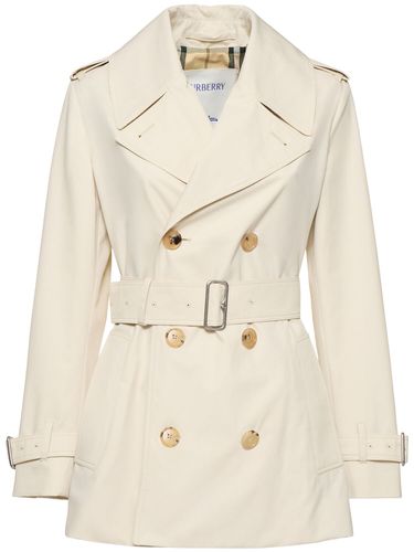 Belted Gabardine Short Trench Coat - BURBERRY - Modalova