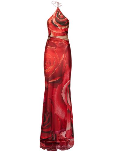 Garden Rose Printed Silk Dress - ROBERTO CAVALLI - Modalova