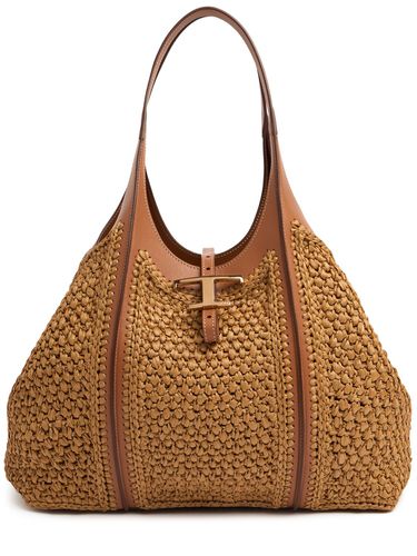 Bolso Shopping Mediano De Rafia - TOD'S - Modalova