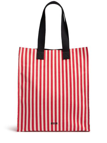 Striped Canvas Shopping Bag - MSGM - Modalova