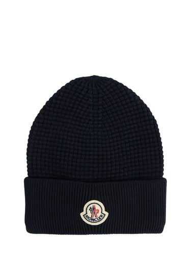 Cappello Beanie In Cotone Con Logo - MONCLER - Modalova