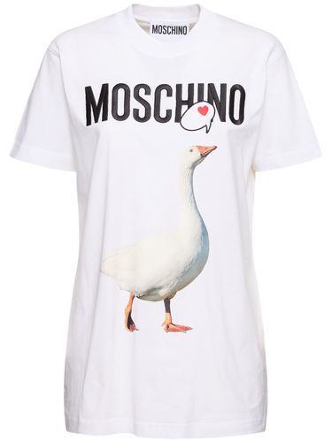 Camiseta De Jersey De Algodón Con Logo - MOSCHINO - Modalova