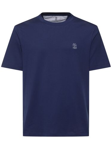 Camiseta De Jersey De Algodón Con Logo - BRUNELLO CUCINELLI - Modalova