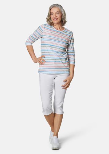 Pflegeleichtes Shirt in Ringeloptik - weiß / türkis / graugrün / geringelt - Gr. 25 von - Goldner Fashion - Modalova