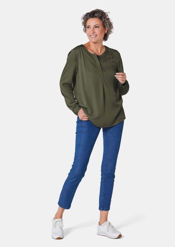 Figurschmeichelnde Schlupfbluse mit modischer Kragenverarbeitung - khaki - Gr. 42 von - Goldner Fashion - Modalova