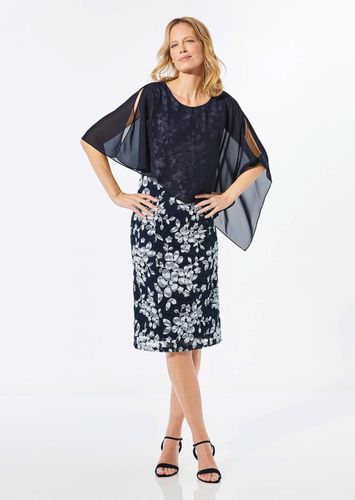 Kleid aus eleganter Spitze mit Chiffonüberwurf - marine / weiß / geblümt - Gr. 19 von - Goldner Fashion - Modalova