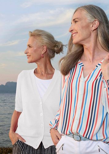 Strickjacke aus kühlem Bändchengarn - weiß - Gr. 24 von - Goldner Fashion - Modalova