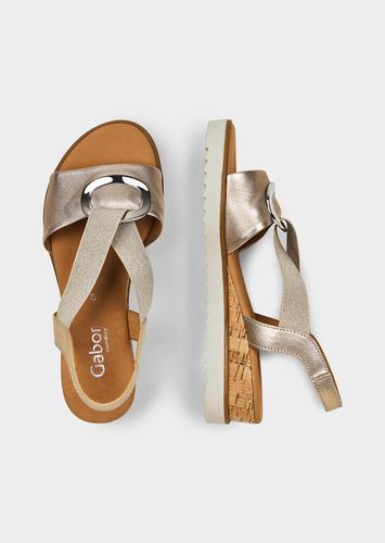Sandalen mit Schmuckelement und Elastikbändern - beige / metallic - Gr. 36 von - Goldner Fashion - Modalova
