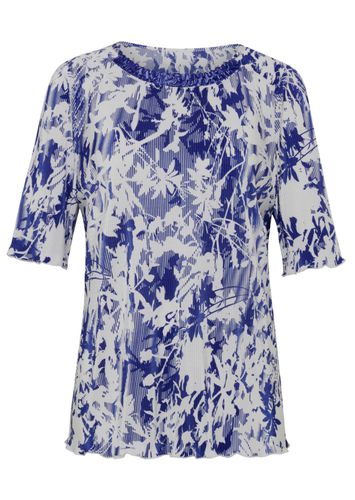 Feinplissee-Shirt mit Schmuckelement - / royalblau / gemustert - Gr. 38 von - Goldner Fashion - Modalova