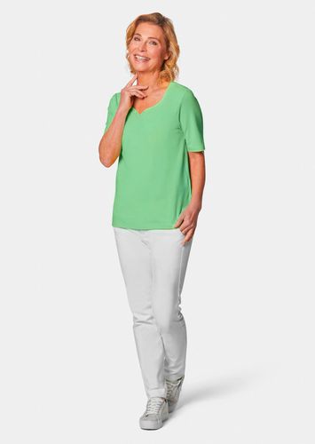T-Shirt mit charmantem Ausschnitt und Schmucksteinchen - hellgrün - Gr. 19 von - Goldner Fashion - Modalova
